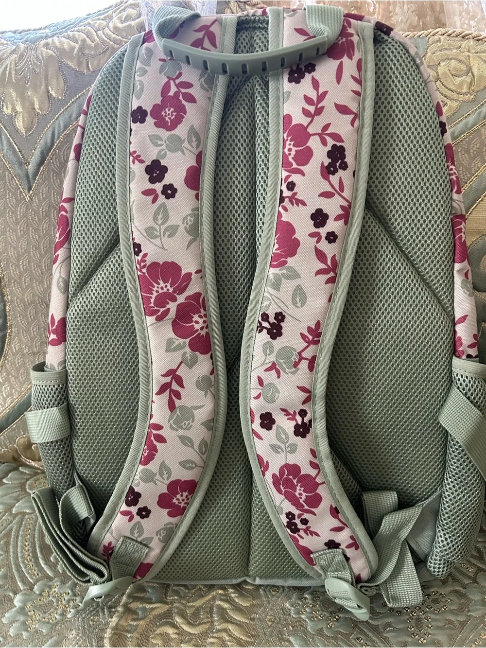 Eastsport Mint Floral Women's Backpack with Pink Accents
